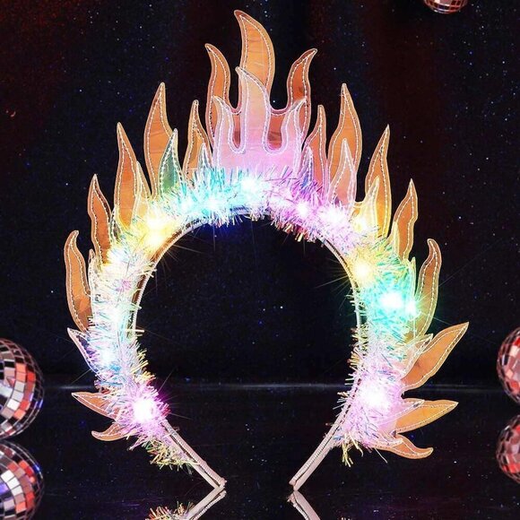 Glow Fire Flame Headband LED Rave Costume Hair Accessories for Women main image 6